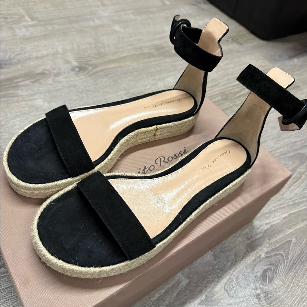 Gianvito Rossi Black Suede Espadrilles
